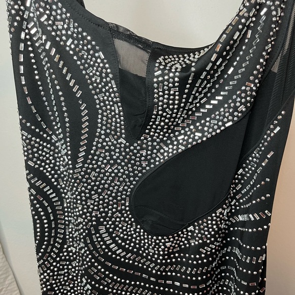 Elegant Black Sheer Beaded Dress - Extra Large Stretch Cocktail Party Dress XL - Picture 8 of 11